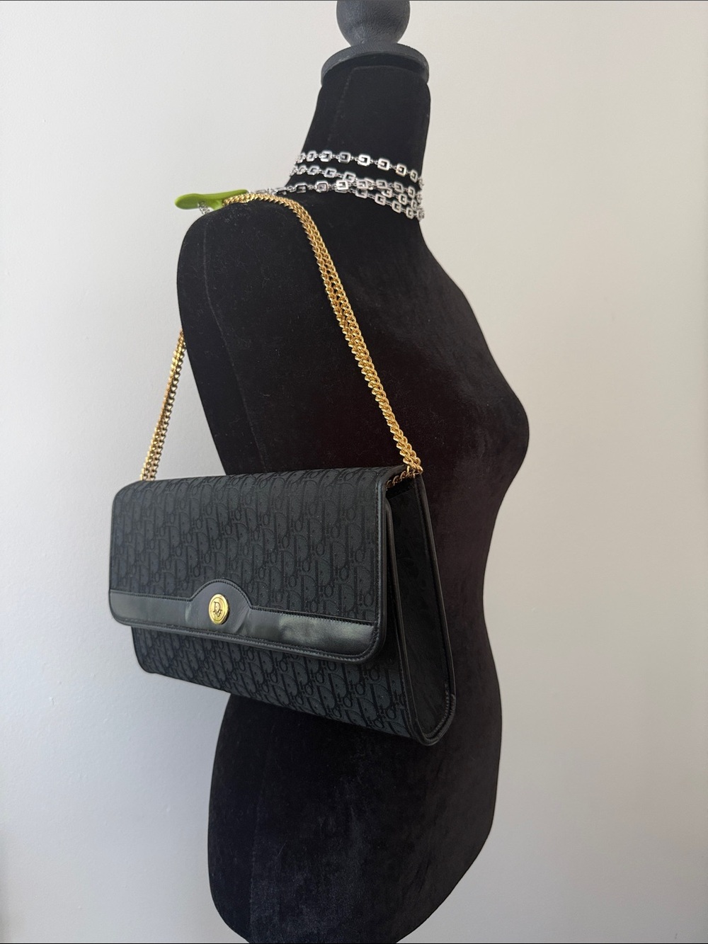 Dior Black Monogram Tote with Gold Plaque - Picture 13 of 13
